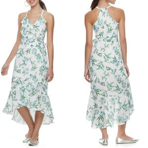 DISNEY PRINCESS RUFFLE MIDI RACER BACK FLORAL DRESS SIZE SMALL